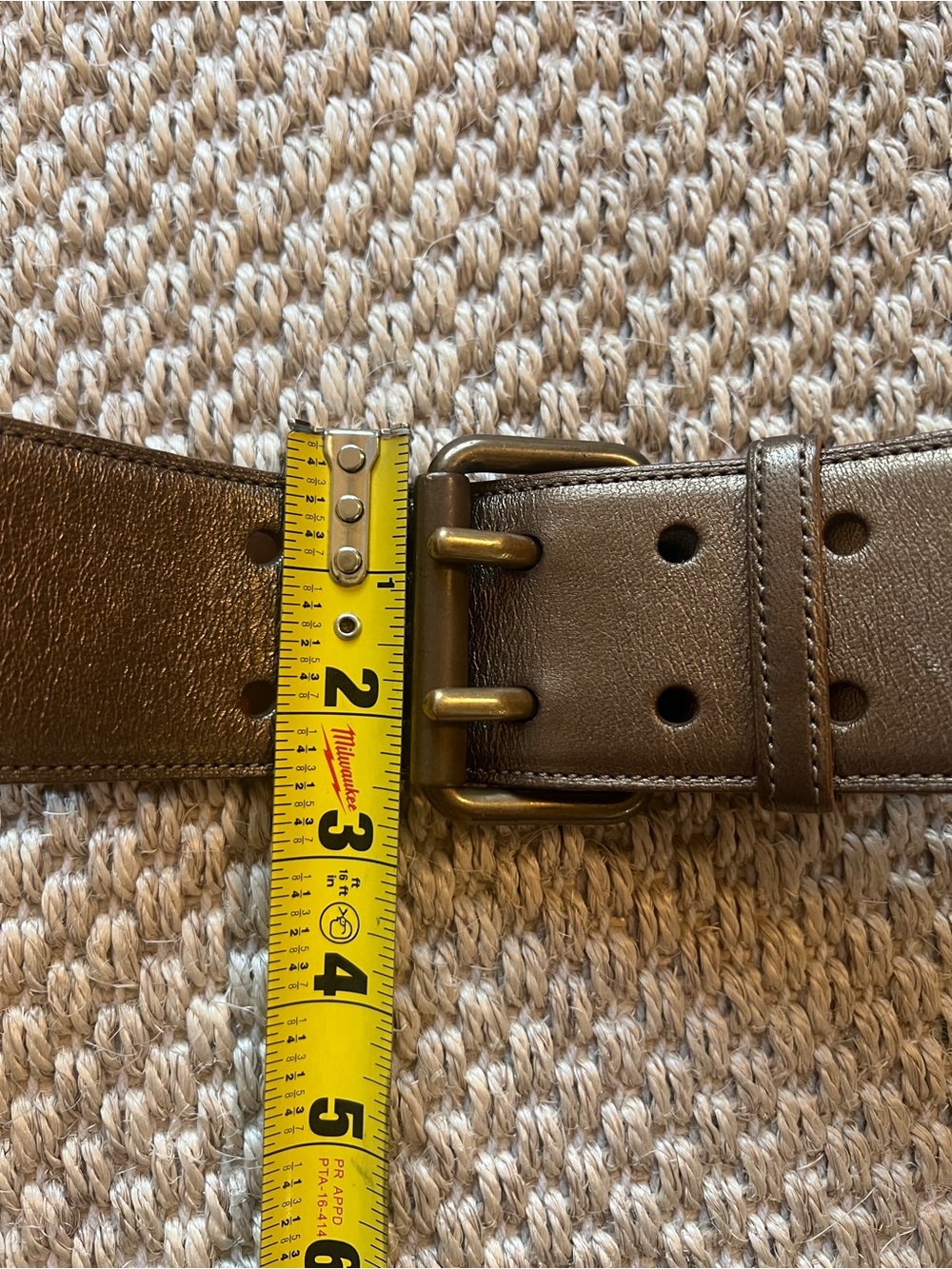 Ralph Lauren Collection Vintage Italian Gold Leather Belt Double-Prong Brass